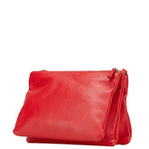 セリーヌ トリオ 斜め掛け ショルダーバッグ レッド レザー レディース CELINE 【中古】